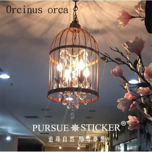 Nordic American Industrial Village retro living room bedroom den restaurant creative crystal chandelier Birdcage lamp AC110-240V