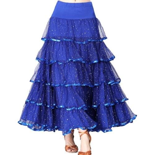 New Modern Dance Costume Competition Skirt Ballroom Dancing Long Skirts Ladies Waltz Standard Tango 180 Big Swing Skirt Mesh