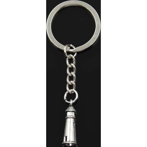New Fashion Keychain 25x8mm 3D Lighthouse Watchtower Pendants DIY Men Bronze Silver Color Car Key Chain Ring Holder Gift