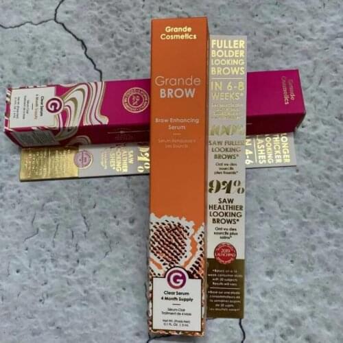 Grande Cosmetics GrandeBROW Brow Enhancing Serum 0.1oz/3ml 4 mon Supply Grande Lash Enhancing Serum 4ml 6 month 100% Original