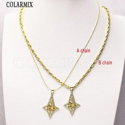 8 Pcs Gold star pendant necklace Zircon Pendant necklace Fashion star jewelry Trendy necklace Gift fashion gift 7246