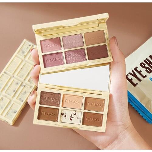 6 Color White Chocolate Eyeshadow Palette Matte Glitter Pigment Eye Shadow Cosmetic Cream Powdery Silky Shadow Eyes Makeup TSLM1