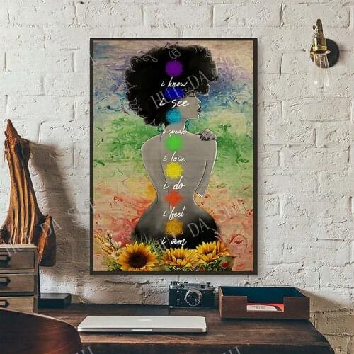 Yoga Poster, African American Wall Art, Black Girl Art Print, Black Month History, Floral Girl Poster, Best Gifts Ever
