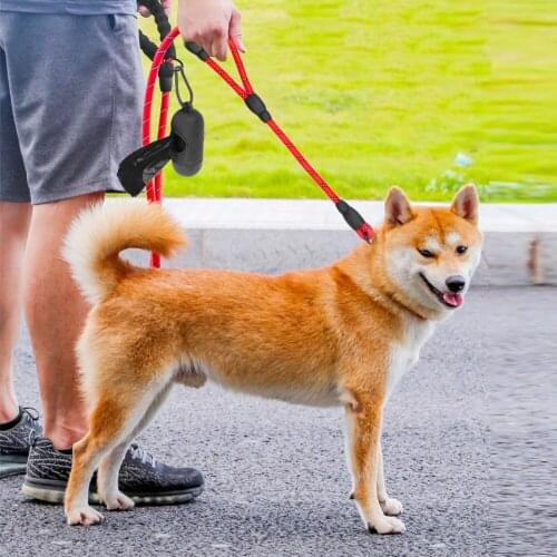 1.8M Pet Dog Leash Reflective 2 Handles Round Nylon Braid Leashes Running Walk Training Dog Leash