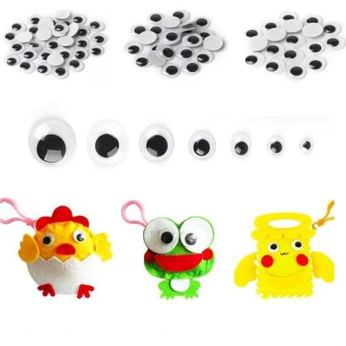 550pcs Mixed 6/8/10/12/15/18/20mm Self-adhesive Googly Wobbly Round Doll Eye DIY Plastic Doll Eye Used for Kids Crafts Accessori