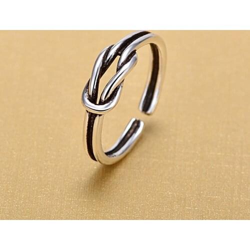 925 Sterling Silver Open Rings For Women Original Handmade Lady Prevent Allergy Sterling Silver Retro Rings Jewelry