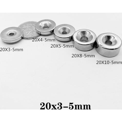 5~100PCS 20x3-5 mm N35 Strong Magnets 20*3 mm Hole 5mm Countersunk Neodymium Magnet 20x3-5mm Permanent NdFeB Magnetic 20*3-5 mm