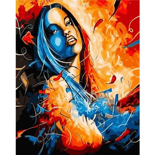 Home Decoration，Decorative Wall Painting，The Girl In The Fire，DIY Painting By Numbers