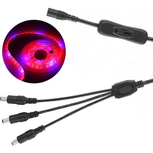 2pcs DC 12V Inline Switch 5.5x2.1mm 1 Female To 3 Male Power Cable With On Off Switch For LED Strip Lights CCTV