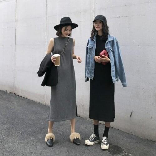 Women Dress Sleeveless Casual Maxi Dress Summer Split Long Dresses Plus Size Women Dresses