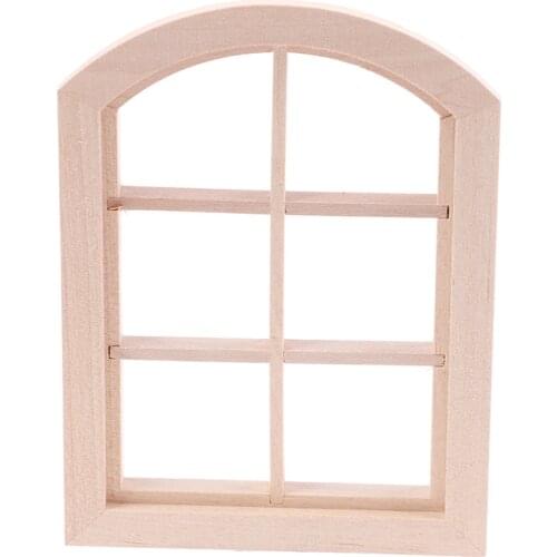 1:12 Dollhouse Miniature Wooden Six squares Arched Window Model Furniture Accessories