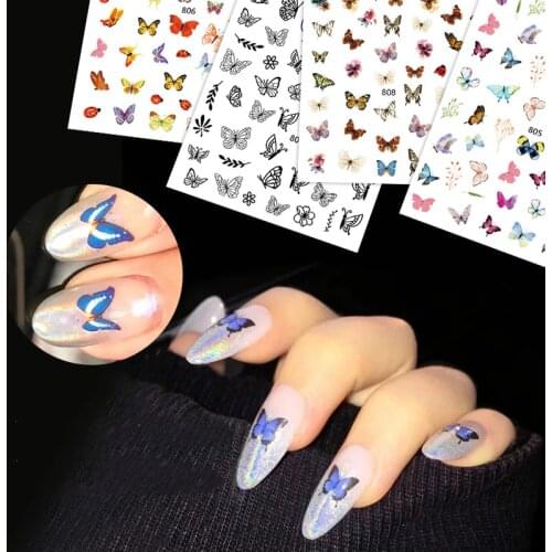 1 Sheet Ins Waterproof Butterfly Nail Sticker 3D Cute Butterfly Nail Art Sticker Wraps DIY Decoration Accessories Manicure Decal