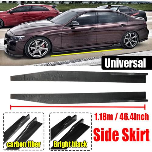 1 Pair Universal 1.18m / 46.4inch Side Skirts Spoiler For BWM Benz Toyota Bumper Carbon Fiber Extension Rocker Panels Lip Skirt
