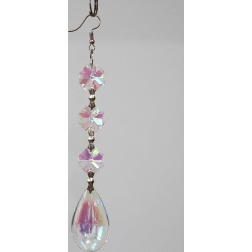 1pcs/lot 50mm Grid Prism Pendant AB Butterfly Clasp Crystal Chandelier Glass For Lighting Lustre Lamp Parts With Octagon Bead