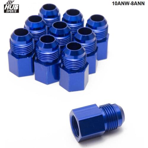 10PCS/LOT Fitting Flare Reducer Female -8 AN to Male -10AN Blue Flare Reducer Fitting Adapter HU-10ANW-8ANN