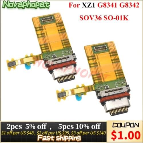 Novaphopat For Sony Xperia XZ1 G8341 G8342 SOV36 SO-01K USB Dock Charging Port Type C Charger Plug Flex Cable Board 10pcs/lot
