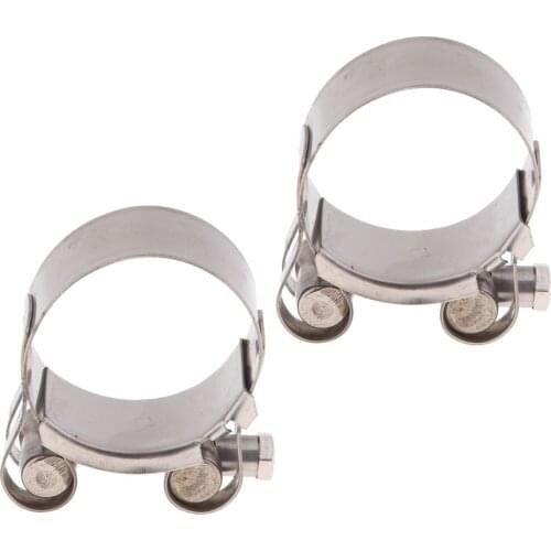 2pcs Motorbike Exhaust Clamp Clip Stainless Steel Muffler Silencer Clamps 44-47mm