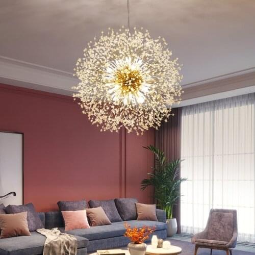 2021 Modern Crystal Dandelion Chandelier Wire Pendant Lighting For Living Room Dining ,Parlor, Home Decoration Led Ceiling Lamp