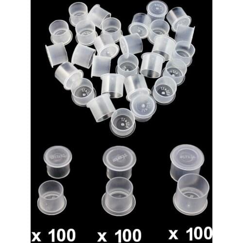 300pcs Tattoo Ink Cups With Base White Mixed Sizes #11 Small #14 Medium #17 Large for Tattoo Ink Tattoo Accessories