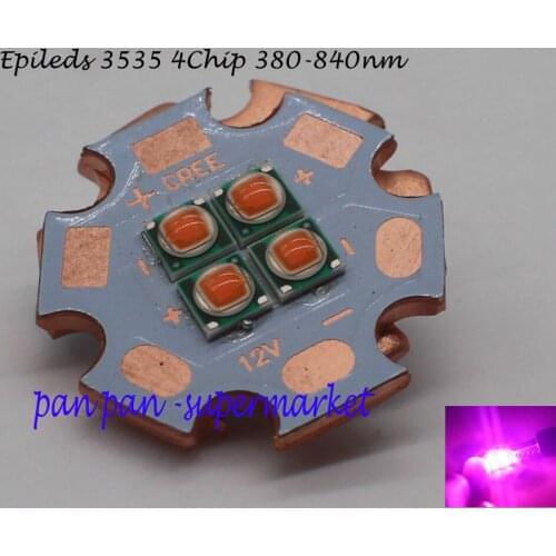 3V / 6V / 12V 4 Chip Epileds 3535 4Chips 4LEDs 4-18W High Power LED Emitter Full Spectrum 380nm - 840nm with 20mm Copper PCB