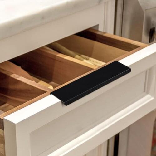 Aluminium Profile Conceal Wardrobe Cabinet Drawer Pulls Handle Long Concealed Edge Cupboard Closet Pull Door Cupboard Handle