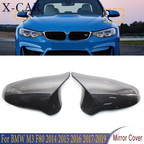 X-CAR 1 Pair Front Rearview Side Mirror Cover Mirrors Cap Car StylingFor BMW M3 F80 M4 F82 F83 2014 2015 2016 2017 2018 2019