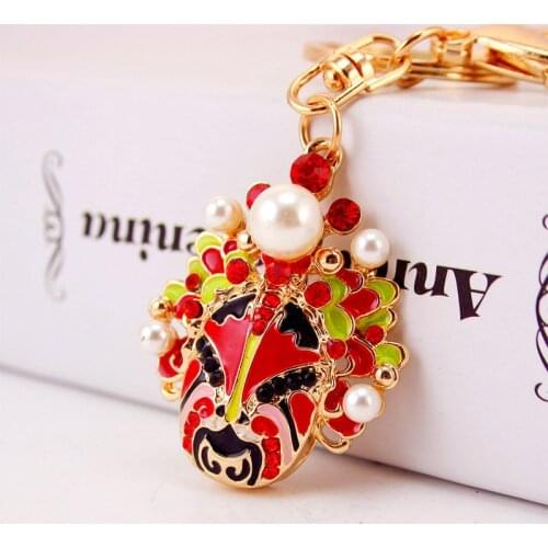 Chinese style crafts small gifts creative dripping oil opera Peking Opera key chain accessories metal pendants gifts ornaments