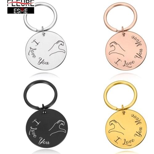 Personalized Couple Keychain Stainless Steel Key Chain for Car Keys Valentines Day Birthday Love Couple Gift Wedding Jewelry