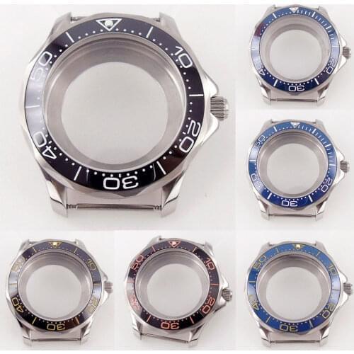 41mm Sapphire Watch Case For NH35/NH36 Miyota 8215 821A ETA 2836 DG 2813 Movement Rotating Bezel Ceramic Insert Glass Case Back