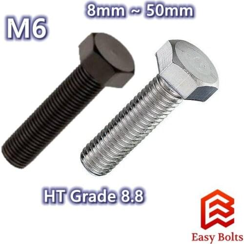 Motorcycle parts Wheels, tirHT 8.8 Hex Bolt - M6 x 8mm ~ 50mm (Coarse Thread Pitch 1.0mm) (High Tensile Grade 8.8 Hexagon Screw)