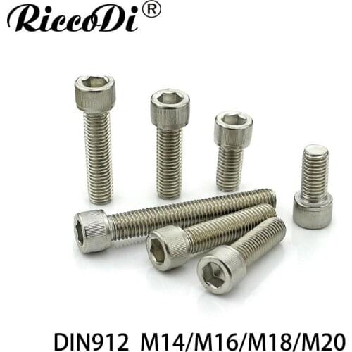 DIN912 M14/M16/M18/M20 304 Stainless Steel Inner Hex Socket Bicycle Bolt Hexagon Socket Head Cap Screws Metric Thread