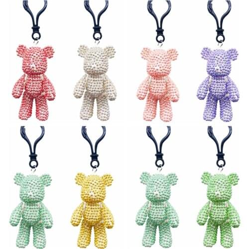 DIY Mosaic 5D 2pcs Diamond Painting Bear Keychain Girl Women Small Pendant Car Key Ring Student Bag Mosaic Bear Pendants Gifts