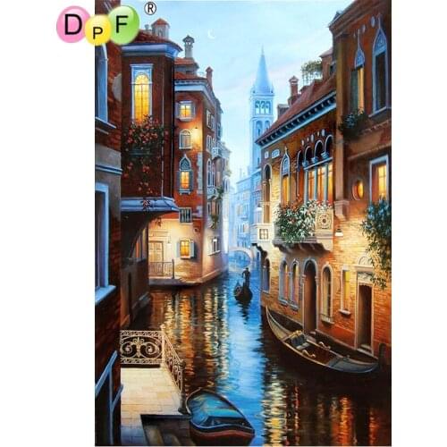 DPF 5D full Round DIY Magic Cube Diamond Painting Water Town Venice Cross Stitch Crafts Diamond Embroidery Mosaic Home Art Decor