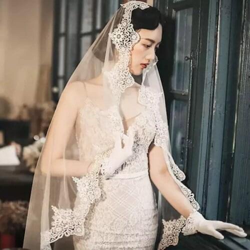 2020 Japan Bridal Wedding Veil Short One Layer Romantic Lace Edge 150 CM White Ivory Wedding Accessories
