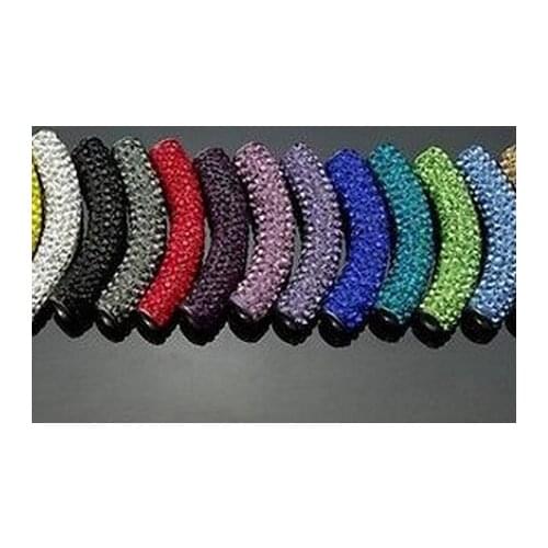 Fasion 20pcs/lot 1cm * 5cm mixed Disco Ball crystal Beads long bending Tube For Bracelet DIY best jewelry Wholesale