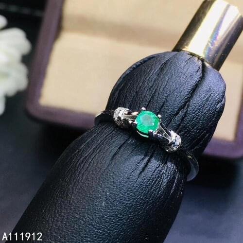 KJJEAXCMY fine jewelry natural Emerald 925 sterling silver new adjustable gemstone women ring support test luxury popular