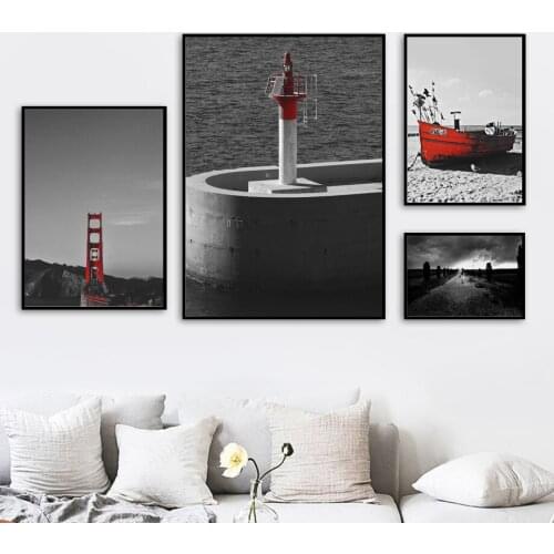 Classical Seascape Lighthouse Bridge Wall Art Canvas Painting Nordic Posters And Prints Wall Pictures For Living Room Home Decor