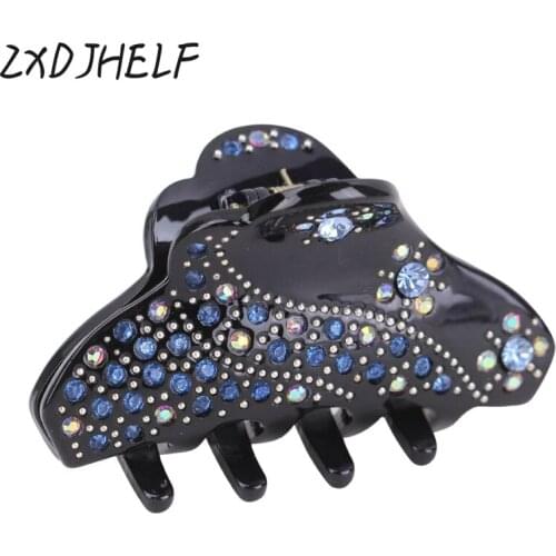 Fashion Elegant Acrylic Hairpins Women Black Hairpins Shiny Rhinestone Hair Claws For Girls Gift Hair Accessories Ornaments F106