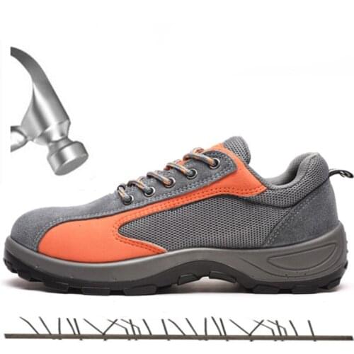 Mens Steel Toe Cap Genuine Leather Work Safety Shoes Breathable Non-slip Steel Soles Indestructible Tactical Boots Men Sneakers