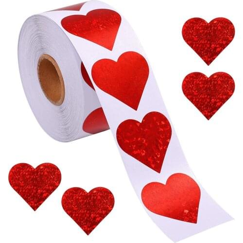 50 Pcs Heart Shape Stickers Packing Bag Sticker Seal Lable Scrapbooking Household Home Wedding Decoration