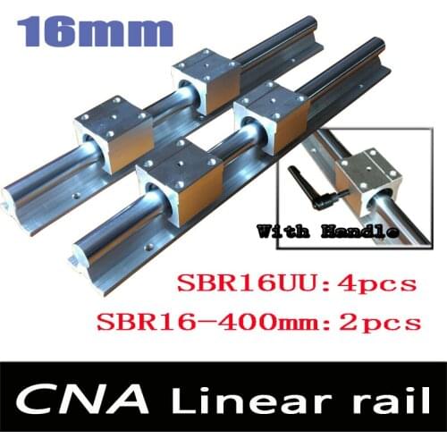 NEW 2pcs SBR16 L400mm Linear Bearing Rails + 4pcs SBR16UU Linear Motion Bearing Blocks (can be cut any length)