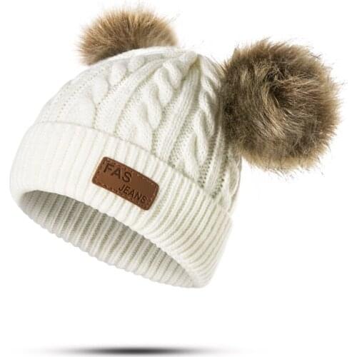 Beanies Baby Hat Pompon Winter Children Hat Knitted Cute Cap For Girls Boys Casual Solid Color Girls Hat Baby Beanies