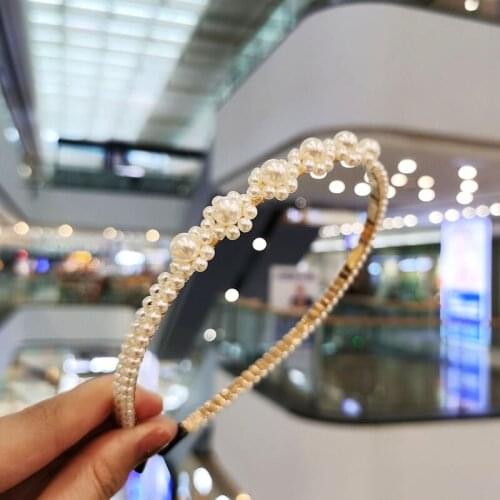 IFMIA New Women Elegant Pearls Simple Hairbands Girls Cute Sweet Headband Hair Hoop Head Band Lady Fashion Hair Accessories New