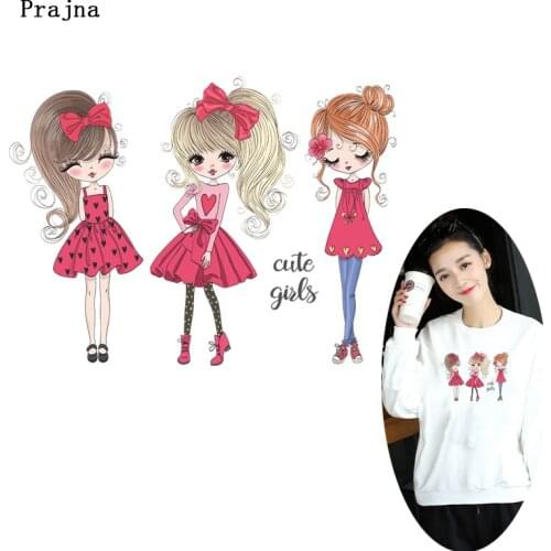 Prajna Cute Girls Angel Stripes Thermo Stickers On Clothes Application Of Heat-sensitive Patches Iron On Transfers For Clothing