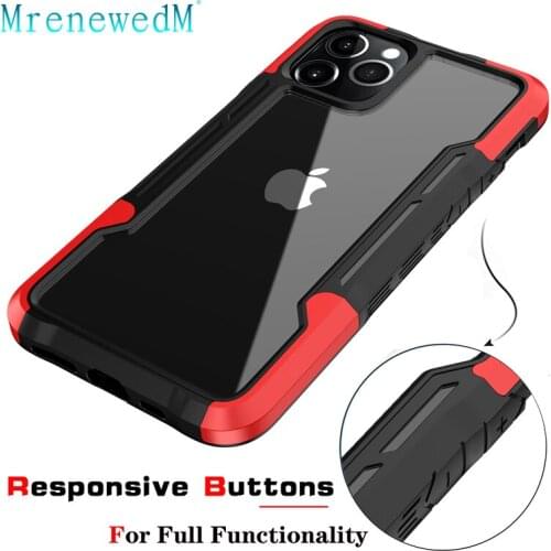 Shockproof Armor Phone Case For iPhone 12 11 Pro X XR XS Max Mini 7 8 Plus SE2 Colorful Silicon Bumper Transparent Acrylic Cover