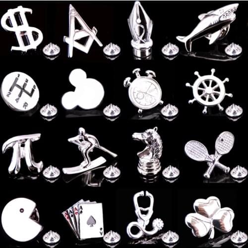 Silver Brooch new fashion crystal jewelry alarm clock shark plane stethoscope Brooch mens shirt Wedding Suit LAPEL BADGE PIN