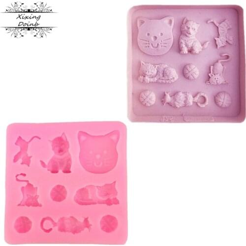 Kitten shape silicone mold cake decoration tools cake fudge chocolate cooking tools