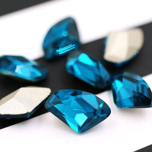 New arrival 9x14mm Peacock blue crystal shell shape K9 pointback glass rhinestones for clothing Accessories