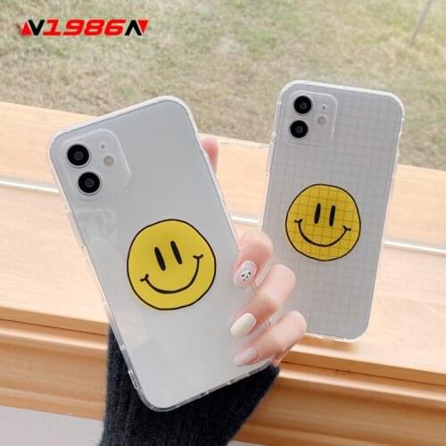 Caja del teléfono para iPhone 12 Mini 12 11 Pro X XR XS Max 7 8 Plus SE 2 de red de gran sonrisa cara clara suave TPU para iPhon