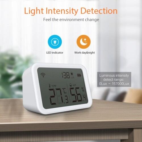 Tuya Smart Temperature Humidity Light Intensity Sensor Works with Zigbee 3.0 Gateway Support Android iOS APP Remote Control